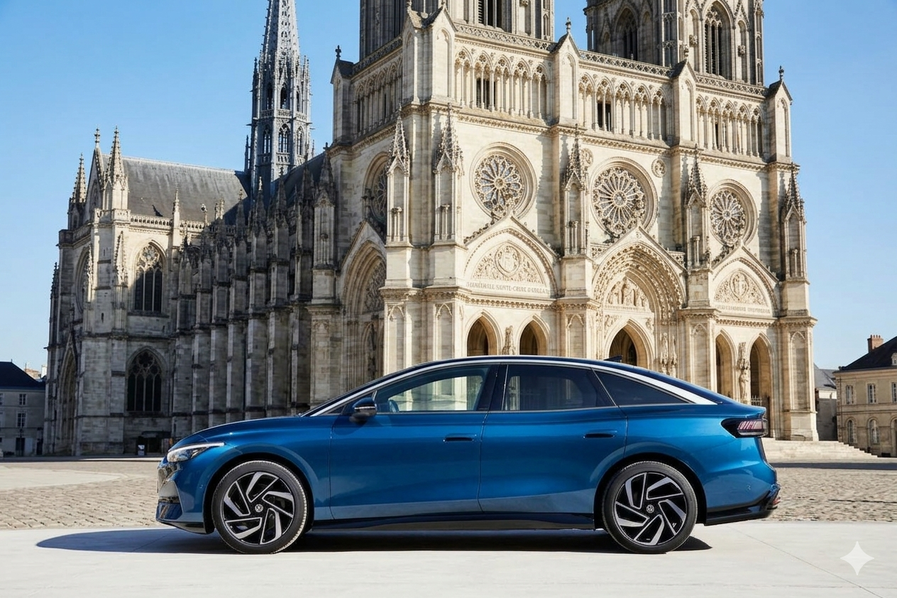Volkswagen ID.7 devant la cathédrale d'Orléans